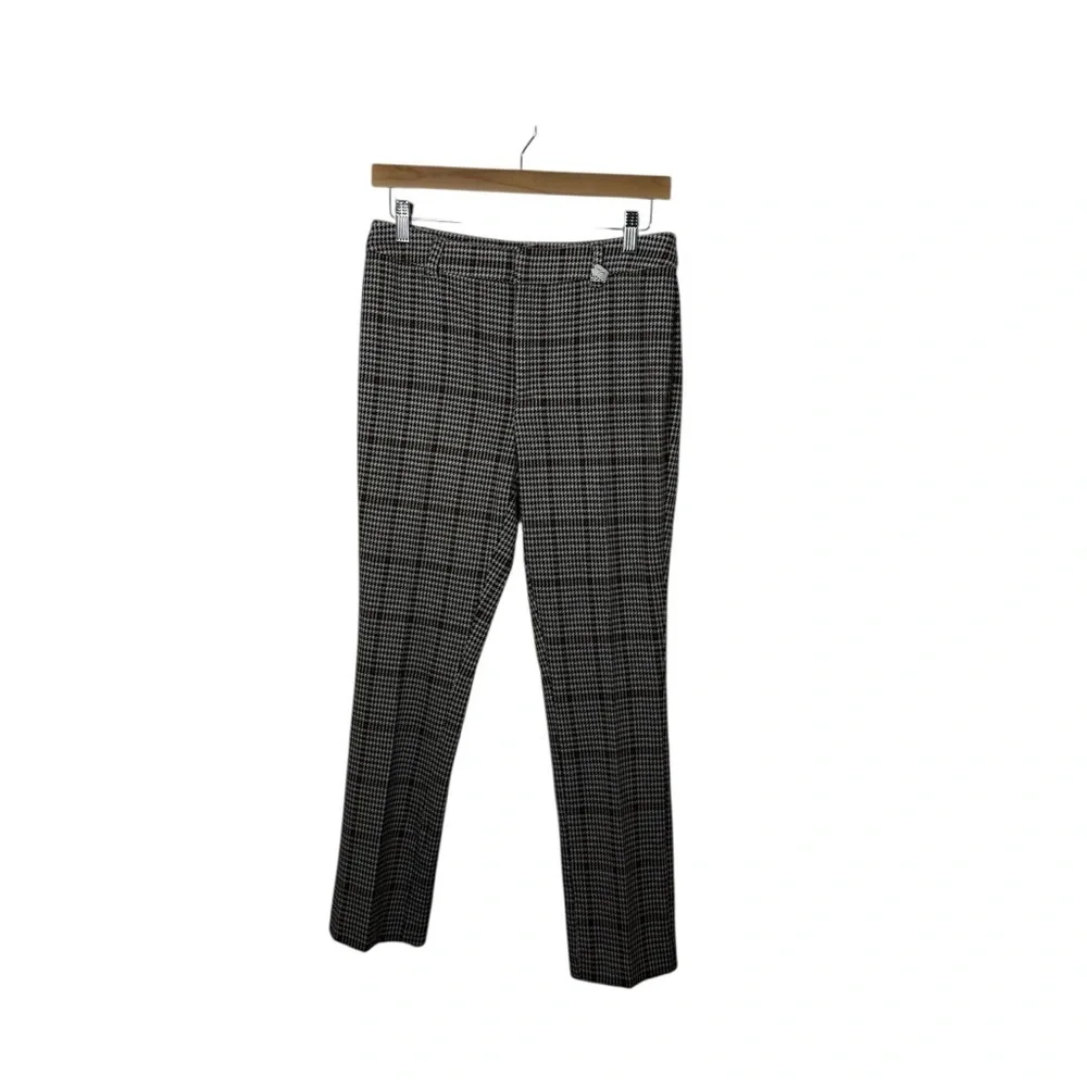 Free People Women’s Molly Slim Plaid Houndstooth Pants Brown/White Size 6